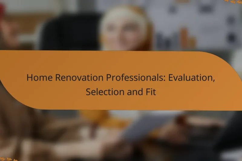 Home Renovation Professionals: Evaluation, Selection and Fit